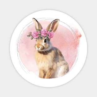 Cute Bunny with Floral Crown Magnet